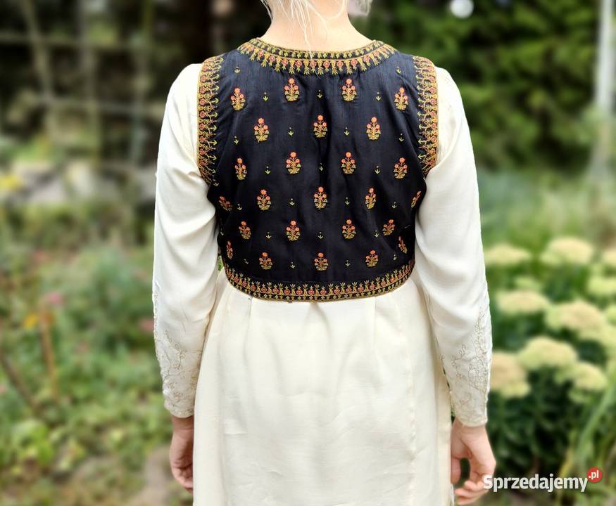 Czarna kamizelka bolerko gorset M 38 etno folk zachodniopomorskie Szczecin
