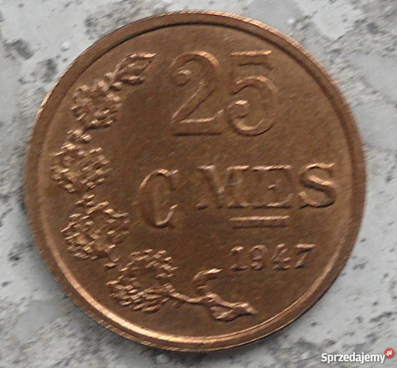 LUKSEMBURG25 CENTIMES1947 r BRONZ Numizmatyka Legionowo