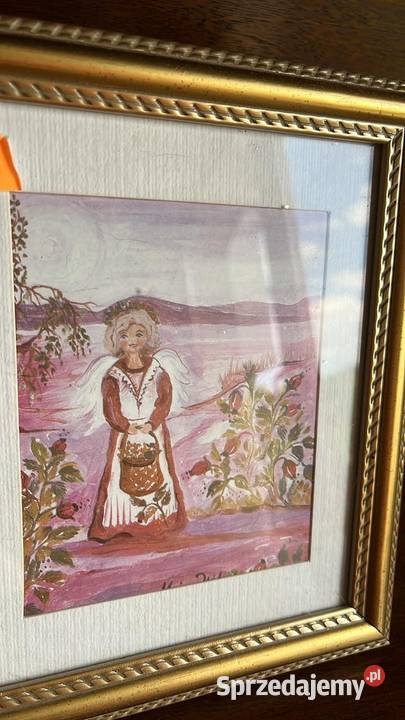 Obraz Anioł Akwarela szkłem W ramie Pozostałe Antyki, Sztuka, Kolekcje Gdańsk