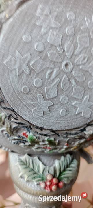 Ręcznie malowany zegar świąteczny z drewna Ostróda