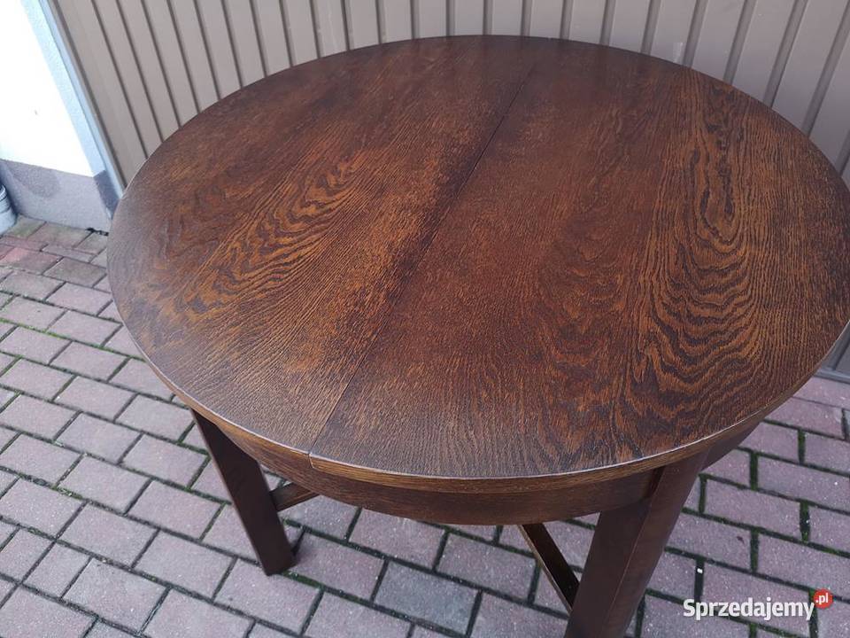 Stół ArtDeco Dębowy Rozkładany Okrągły 100 Swarzędz