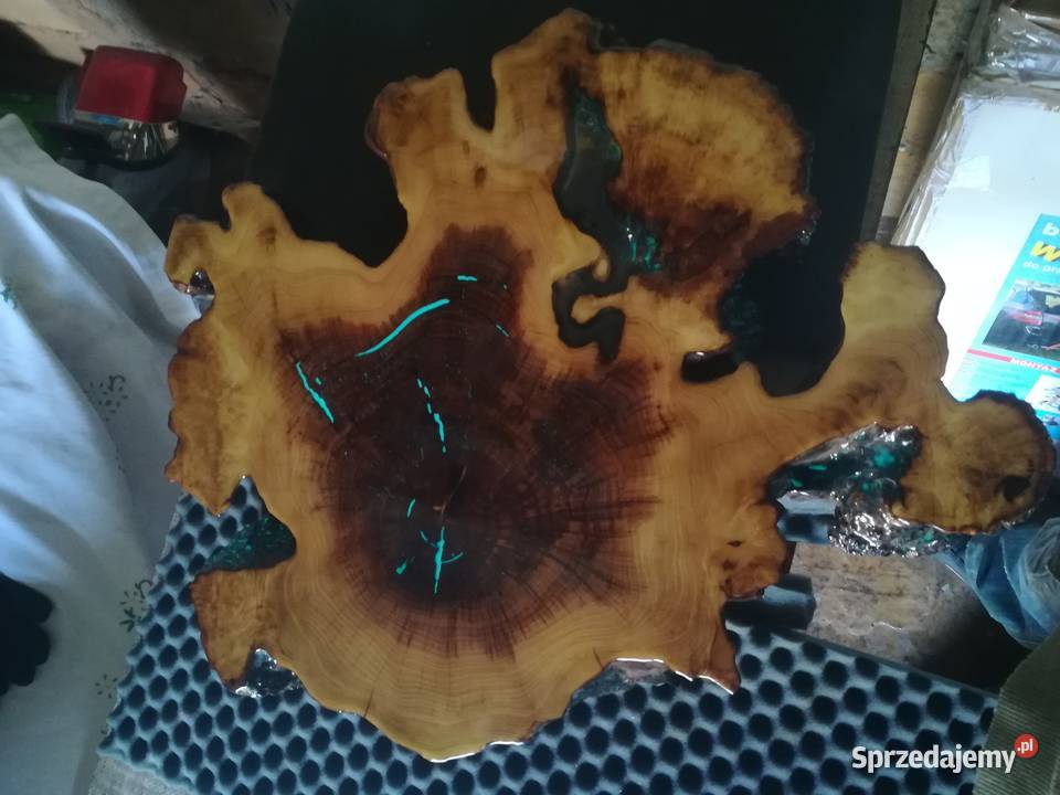 Stolik Kawowy Loft Akacja i Żywica Epoksydowa 60 Meble śląskie Częstochowa