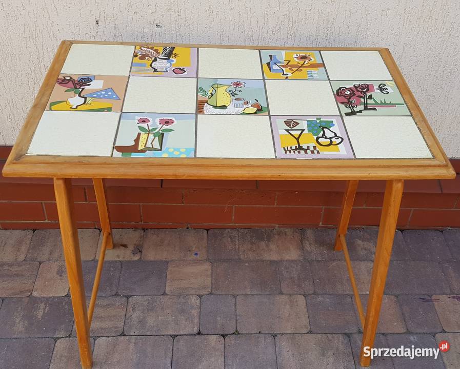 Stolik polski Look lata 60 te malowany PRL