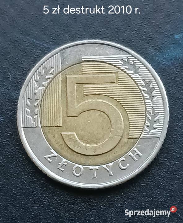 5 Złotych 2010 r Wielodestrukt z mennicy Numizmatyka wielkopolskie Konin sprzedam