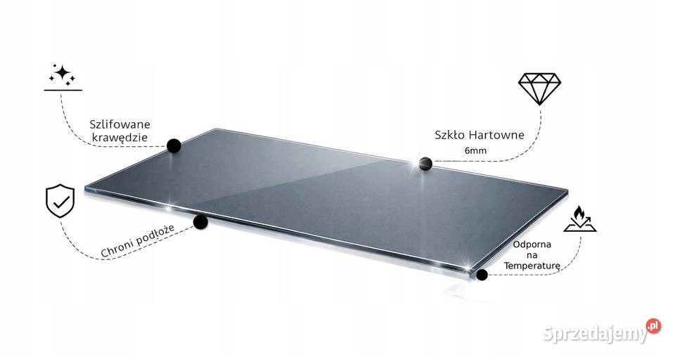 SZYBA POD KOMINEK HARTOWANA 6MM GRAFIT 80X60