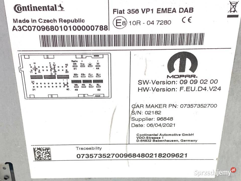 RADIO FIAT TIPO 07357352700 ODTWARZACZ podkarpackie
