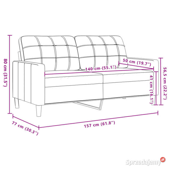 Sofa 2osobowa brązowa 140 tapicerowana aksamitem Warszawa