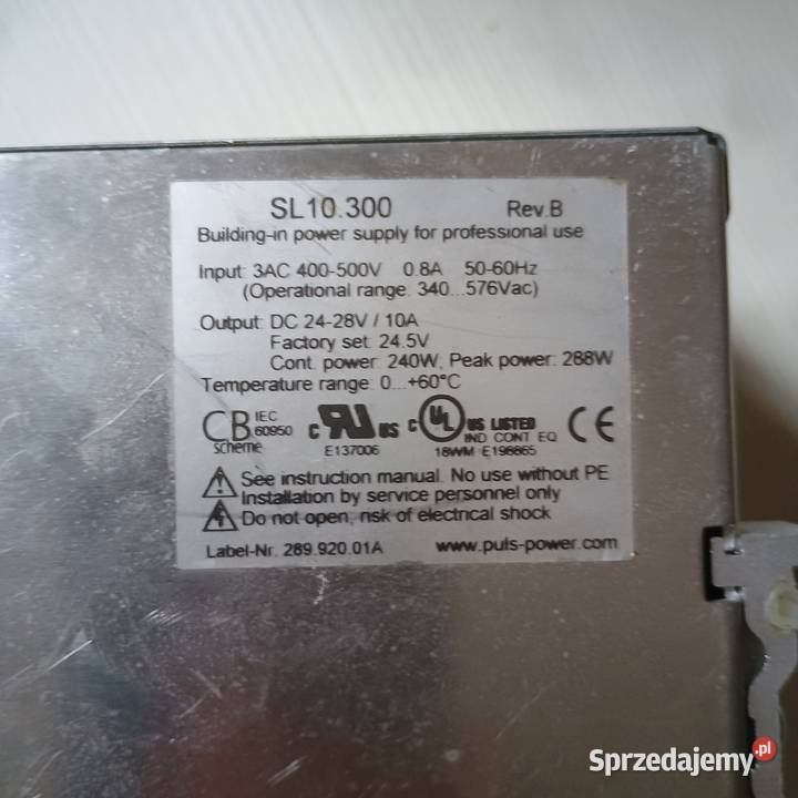Zasilacz 24V 10A Puls Power Supply SL10 PLC Lubartów