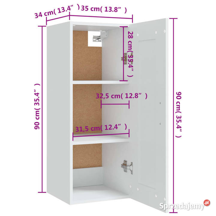 Szafka wisząca biała 35x34x90 materiał mazowieckie Warszawa
