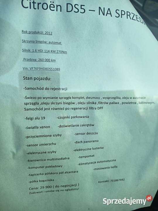 Citroen DS5 16HDI 2012r 260 000 Automat Ozimek