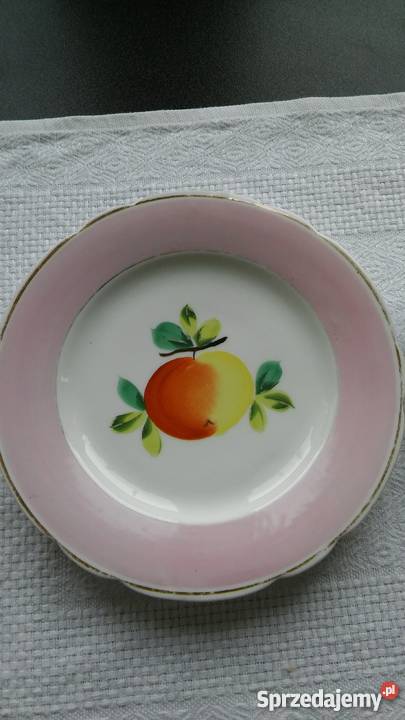 Komplet talerzyków XIX urocze zdobienie talerz Gdańsk