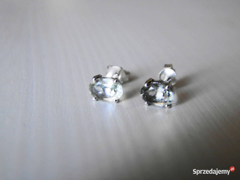 Kolczyki srebro 925 i seledynowe cyrkonie srebro Warszawa sprzedam