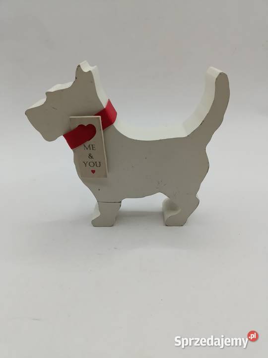 Mała drewniana figurka pies west terier cacuszko Zamość