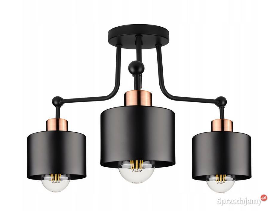 LAMPA SUFITOWA ŻYRANDOL PLAFON potrójna czarna podlaskie