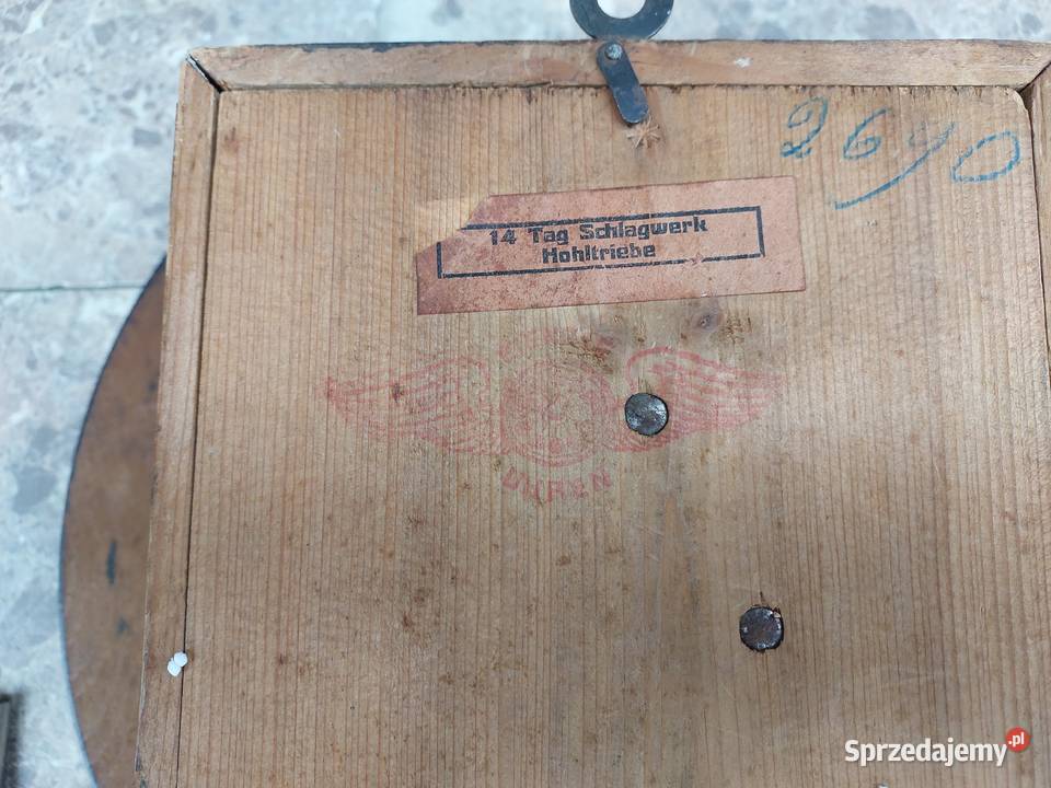 Stary zegar ścienny przedwojenny Kienzle okrągły Tczew