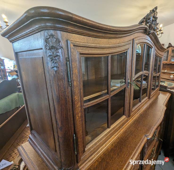Dębowy kredens ludwikowski kompletusklep Dąbrowa Meble Dąbrowa Górnicza