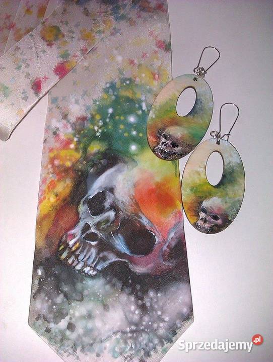 Krawat jedwab ręcznie malowanykolczyki Inny materiał Katowice