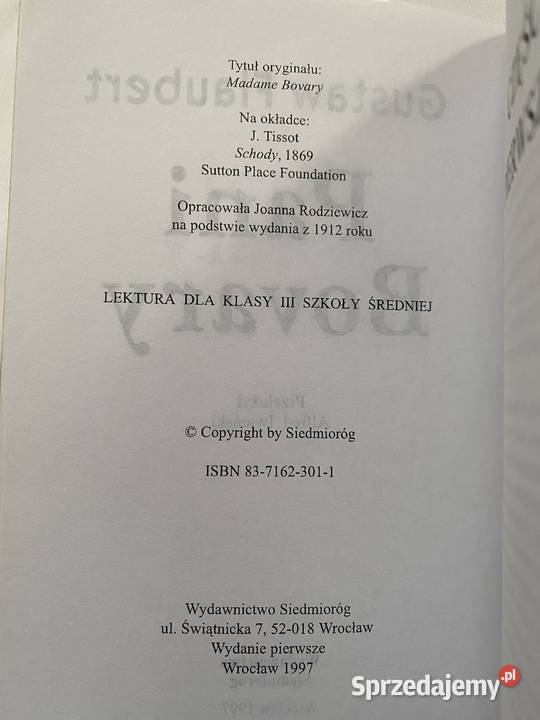 Pani Bovaryksiazka Lublin sprzedam