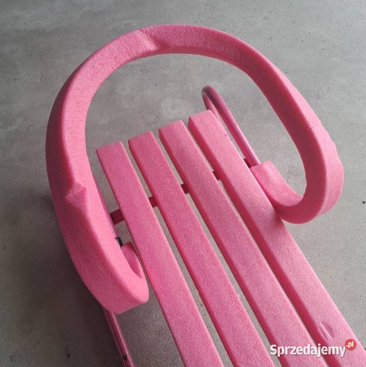 Sanki dziecięce z oparciem i popychaczem różowe