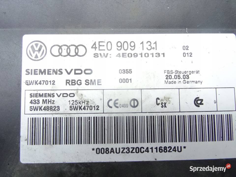 4E0909131 AUDI A8 D3 MODUL STEROWNIK KESSY Przemęt