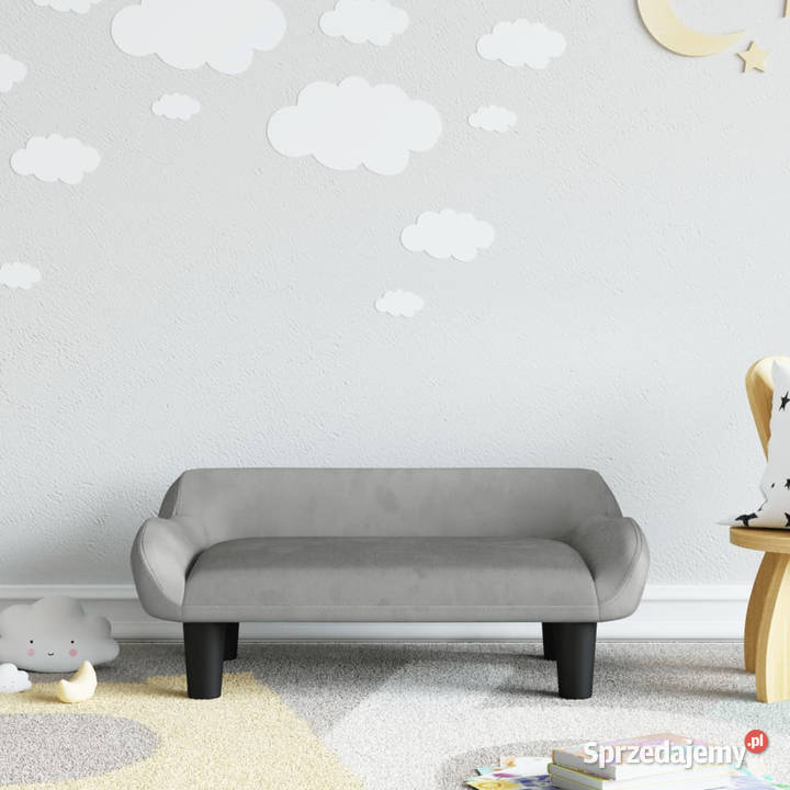 Sofa dzieci jasnoszara 70x40x24 aksamit Warszawa