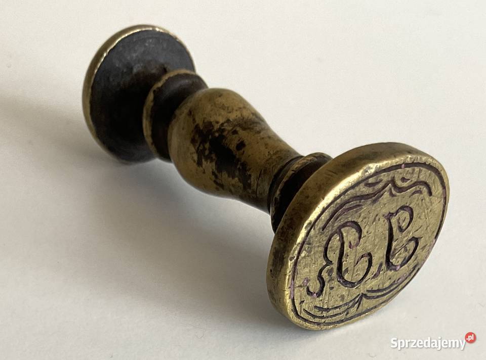 Antyczna osiężna ieczęć do laku XIX w monogram J małopolskie Kraków