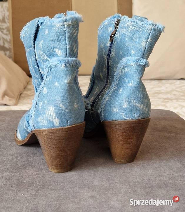 botki kowbojki jeans jeansowe niebieskie na Kraków