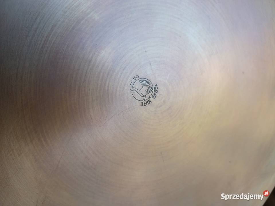 Duża mosiężna sygnowana patelnia Poznań sprzedam