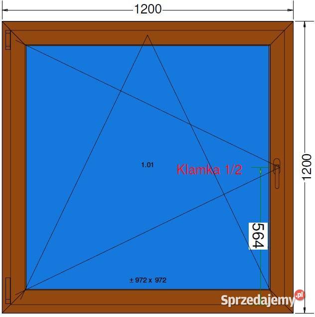 Okno Rozwierno Uchylne 1200 x 1200 Złoty Dąb dolnośląskie Borowa sprzedam