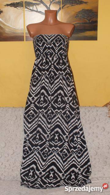 Sukienka maxi w kolorze czarnym w białe wzory czarny sprzedam