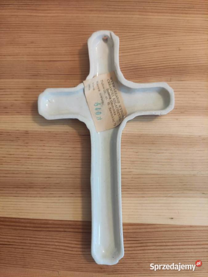 Krzyż fajans Tułowice PRL