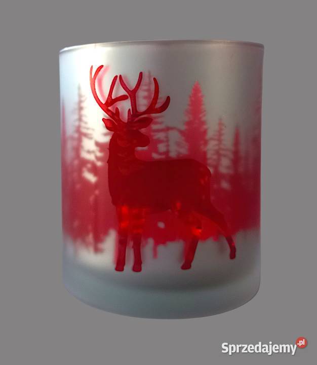 Świecznik szklany czerwony Jeleń podgrzewacz małopolskie Chrzanów