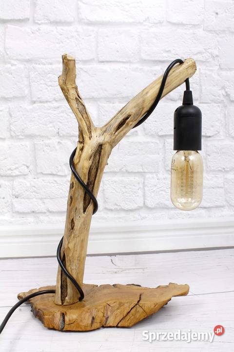 Lampa z drewna rękodzieło edison industrial loft