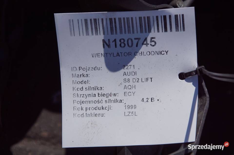 WENTYLATOR CHŁODNICY AUDI S8 D2 LIFT kujawsko-pomorskie Lipno