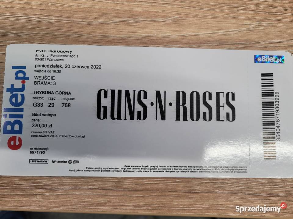 2 Bilety - Guns N' Roses: 2022 PGE Narodowy Warszawa
