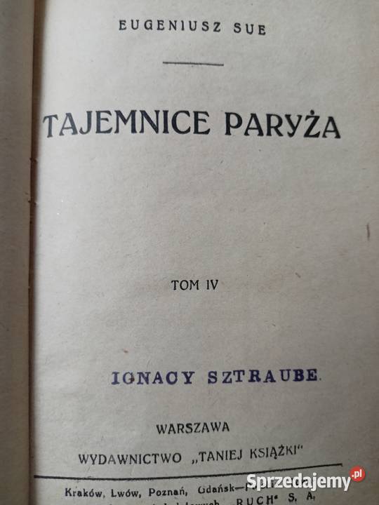 Tajemnice Paryża książki przedwojenne Warszawa