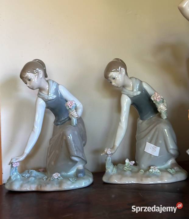 Figurka Dziewczyna zrywająca kwiaty Lladro 1971 Porcelana i szkło Antyki, Sztuka, Kolekcje Gdańsk