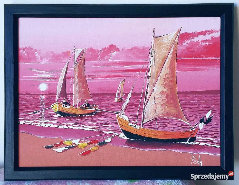 Obraz Powrót z połowów 30X40 na płótnie praca Gdynia