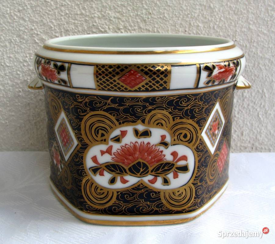 Sześciokątna porcelanowa osłonka doniczka Imari Koszalin