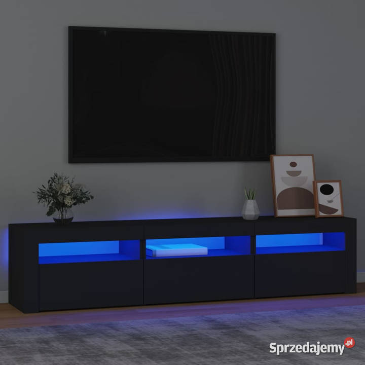 Szafka pod TV z oświetleniem LED czarna Warszawa