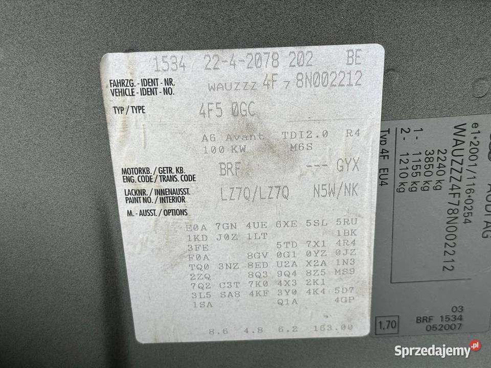 Audi A6 Audi A6 C6 Avant 20 TDI bez DPF A6 Oświęcim