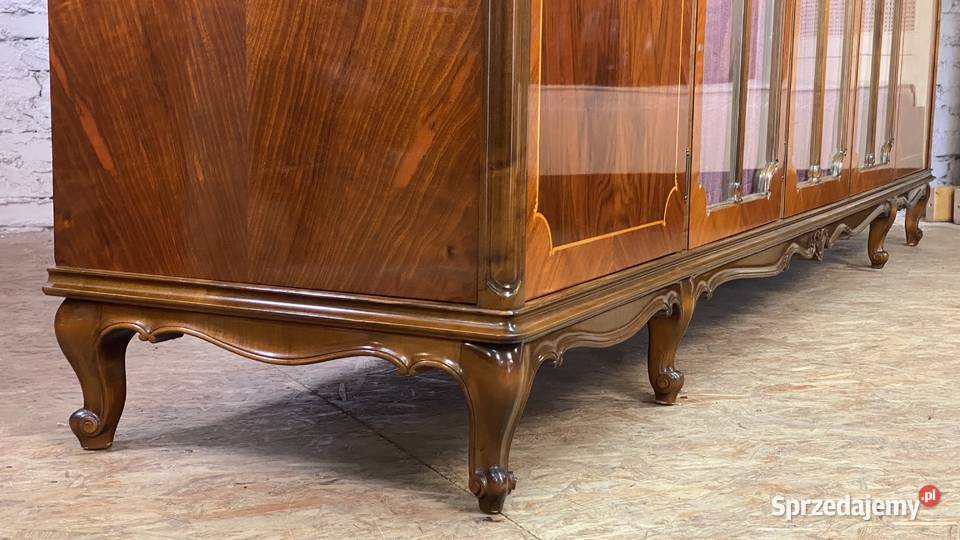 Barokowa szafa pięciodrzwiowa z witryną intarsje Budno