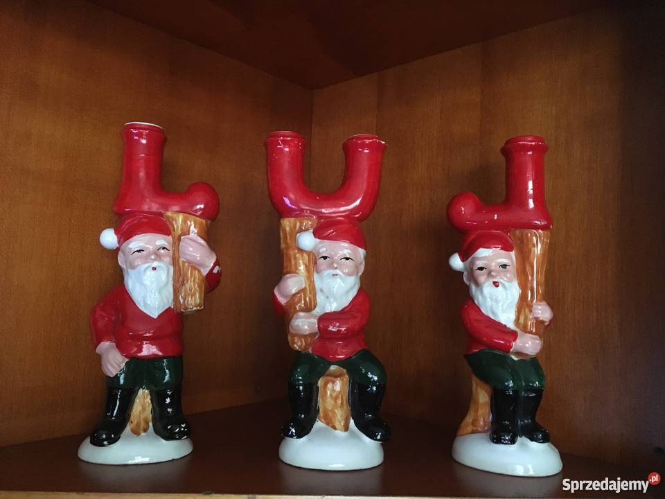 Świeczniki krasnoludki szklane Komplet 3