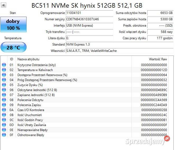 Dysk NvMe 512GB Hynx nowy lubelskie sprzedam
