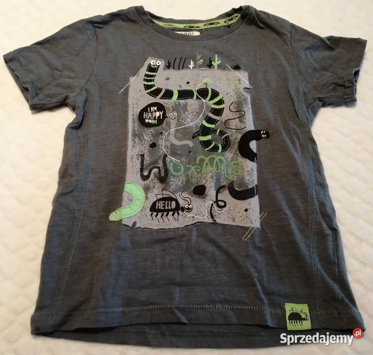 Koszulka krótki rękaw Tshirt robaczki 110 Smyk szary/srebrny Bluzki, koszulki i kaftaniki