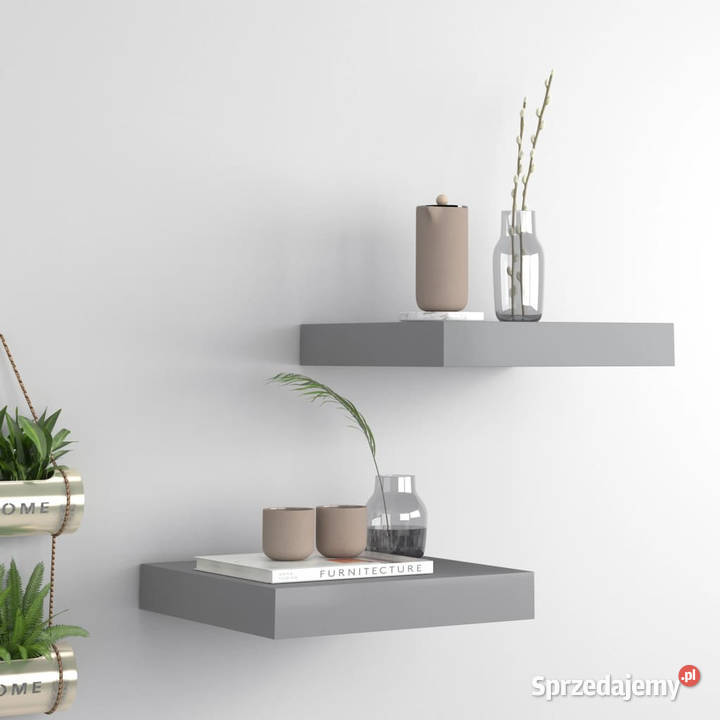 Półki ścienne 2 szare 23 x 235 x 38 MDF WM323845 mazowieckie Warszawa sprzedam