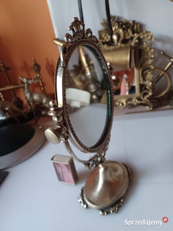 Piękne stojące lusterko w mosiężnej obudowie Poznań