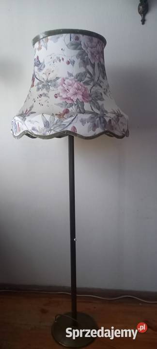 Mosiężna lampa podłogowa z abażurem łódzkie Skierniewice