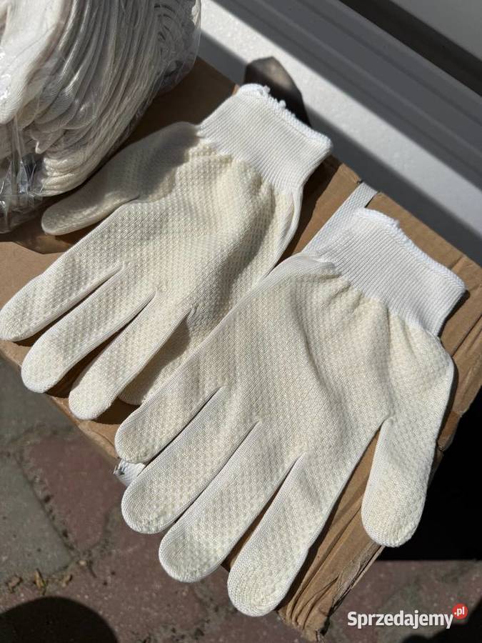 Rękawice robocze bawełniane białe nakrapiane Pozostałe Łaskarzew