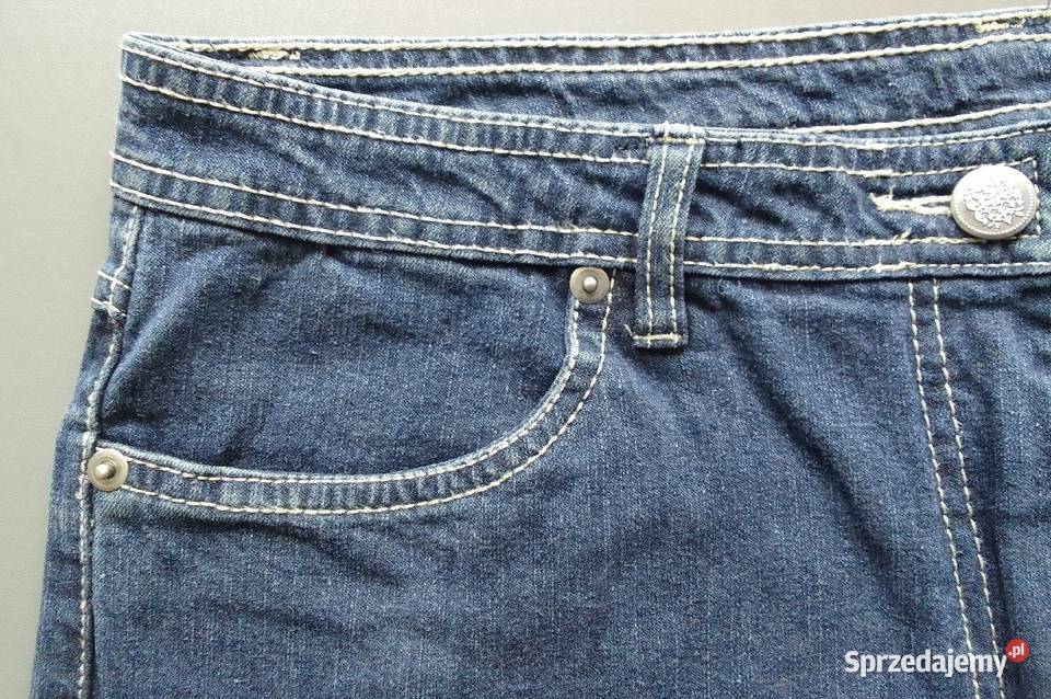 Spodnie damskie jeansowe 44 z elastanem w pasie Rewal